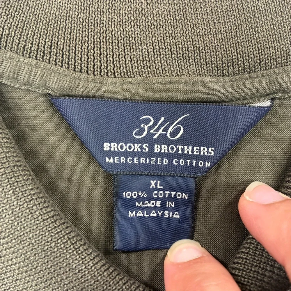 Brooks Brothers 346 Mercerized Polo Shirt Mens Size XL Olive Green Short Sleeve